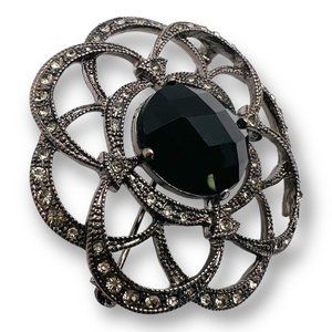 Signed Monet Hematite Brooch